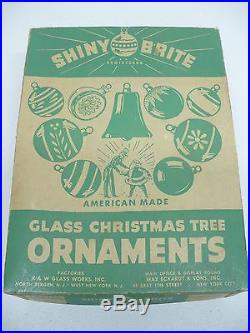 Vtg SHINY BRITE Christmas Tree Ornaments -UNSILVERED Mica Lantern/Bells shapes