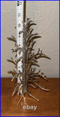 Vtg Shiny Brite Tabletop Christmas Tree Silver Plated & 24 Mini Ornaments RARE