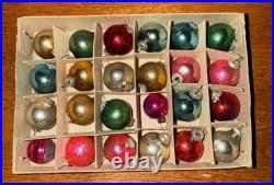 Vtg Shiny Brite Tabletop Christmas Tree Silver Plated & 24 Mini Ornaments RARE