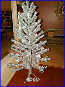 Vtg Silverline 6 Ft Aluminum Pom Pom Christmas Tree with Box & Extra Star Top