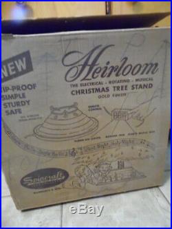 Vtg Spincraft Heirloom Lights, Rotating Musical Christmas Tree Stand Iob Gold