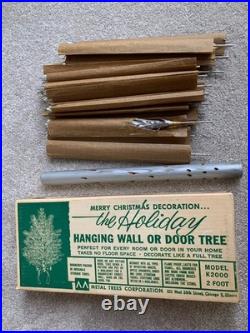 Vtg The Holiday Aluminum Hanging Wall Or Door Tinsel Christmas Tree K2000 Boxed
