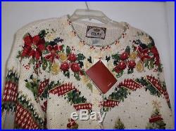 Vtg Tiara Old Stock w tag Ugly Christmas Sweater Size S Embellished Tree
