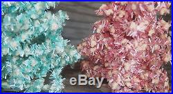 Vtg Tiny Garland Tinsel Wrapped Christmas Trees Star Metal Bases Western Germany