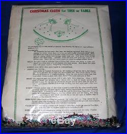 Vtg Unopened 1950's Edna Looney Jeweled Xmas Tree Skirt / Tablecloth Craft Kit