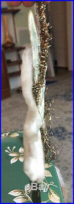Vtg Victorian Angel Die-Cut Paper Tinsel Christmas Tree Ornament Spun Cotton