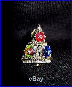 Vtg Weiss Swarovski Crystal Margarita Rivoli Stone Xmas Tree Pin Earrings Set