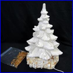 Vtg White Ceramic Christmas Tree 17 Frosty Pearl With Large Base Presents