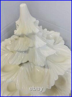 Vtg White Ceramic Christmas Tree Deviled Egg Platter Stacking Tiered