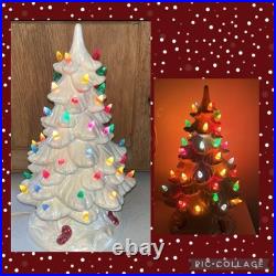 Vtg White Opalescent Christmas Tree Red Berries Holland Mold Hard To Find! 11.5 Vtg White Opalescent Christmas Tree Red Berries Holland Mold Hard To Find! 11.5