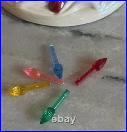 Vtg White Opalescent Christmas Tree Red Berries Holland Mold Hard To Find! 11.5 Vtg White Opalescent Christmas Tree Red Berries Holland Mold Hard To Find! 11.5