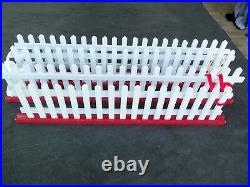 Vtg Wood Christmas Tree Fence & Working Gate! 34 SQUARE! WHITE & RED