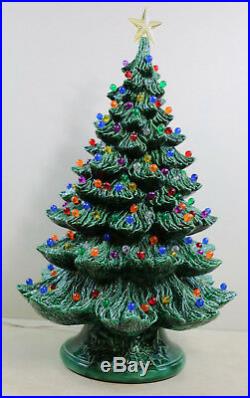 Vtg XL Nowell Mold Ceramic Christmas Tree 26 Hundreds Of Bulbs & Music Box