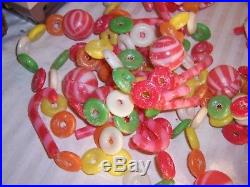 Vtg christmas tree garland 7 strands 64ft lifesaver sugar candy blowmold plastic