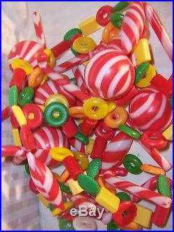 Vtg christmas tree garland 7 strands 64ft lifesaver sugar candy blowmold plastic