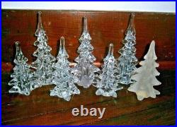 Vtg elegant Xmas Tree lot of 7-crystal ART glass trees