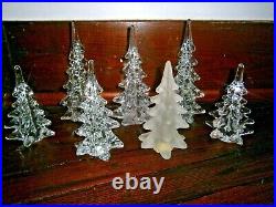 Vtg elegant Xmas Tree lot of 7-crystal ART glass trees