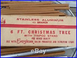 Vtg rare Evergleam Aluminum Specialty 6 ft stainless aluminum Christmas tree 43