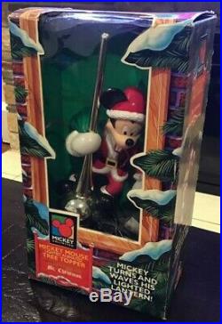 WORKS! Vintage Disney Mickey Mouse Lighted Animated Tree Topper Mr. Christmas