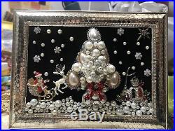Wear Pin (Or) Framed Jewelry Art Vintage Rhinestone Christmas Tree Brooch LaHeir