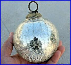 White Crackle Glass Kugel Christmas Tree Decorative Vintage Style Ornament Ball