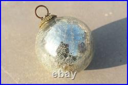 White Crackle Glass Kugel Christmas Tree Decorative Vintage Style Ornament Ball