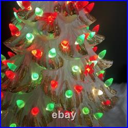 White /gold Ceremic Xmas Tree Hand Painted 17 Without Star 18.5 With VTG 1981 White /gold Ceremic Xmas Tree Hand Painted 17 Without Star 18.5 With VTG 1981