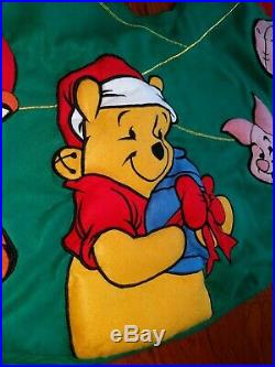 Winnie the Pooh Embroidered Applique Christmas Tree Skirt Walt Disney Store VTG