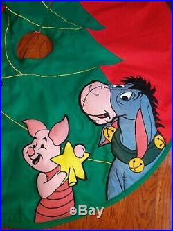Winnie the Pooh Embroidered Applique Christmas Tree Skirt Walt Disney Store VTG