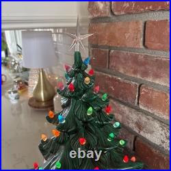 Wonderful Vtg 15.5 2 Piece Ceramic Lighted Christmas Tree Atlantic Mold