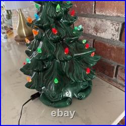 Wonderful Vtg 15.5 2 Piece Ceramic Lighted Christmas Tree Atlantic Mold