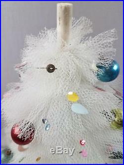 Wonderful Vtg Tulle 18 Centerpiece Christmas Tree w Ornaments