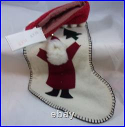 Woof & Poof Vintage Christmas Stocking With Santa Holding a Tree Tag