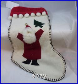 Woof & Poof Vintage Christmas Stocking With Santa Holding a Tree Tag