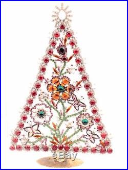 X Large Vintage Czech free standing glass rhinestone Christmas tree ornament