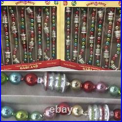 X4 Radko Shiny Brite Glass Christmas Tree Garland Figural Red Pink Aqua 7/28ft