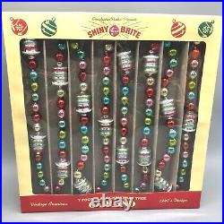 X4 Radko Shiny Brite Glass Christmas Tree Garland Figural Red Pink Aqua 7/28ft