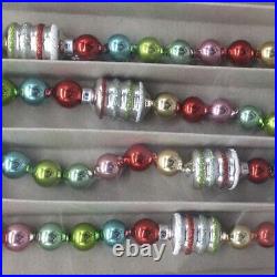 X4 Radko Shiny Brite Glass Christmas Tree Garland Figural Red Pink Aqua 7/28ft