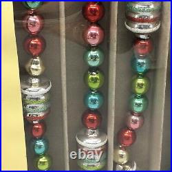 X4 Radko Shiny Brite Glass Christmas Tree Garland Figural Red Pink Aqua 7/28ft