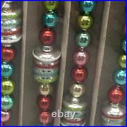 X4 Radko Shiny Brite Glass Christmas Tree Garland Figural Red Pink Aqua 7/28ft