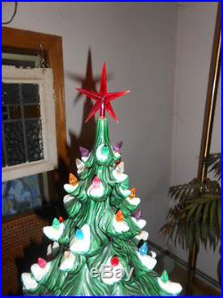 XL Vintage Ceramic CHRISTMAS TREE withLIGHTS & Packages 24 1970's Atlantic Mold