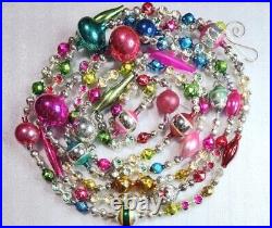 Xlg Indents Vtg Mercury Glass Christmas Tree Garland 10'+ Lg Old Beads