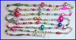 Xlg Indents Vtg Mercury Glass Christmas Tree Garland 10'+ Lg Old Beads