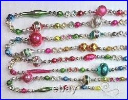 Xlg Indents Vtg Mercury Glass Christmas Tree Garland 10'+ Lg Old Beads