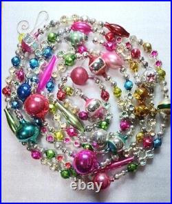 Xlg Indents Vtg Mercury Glass Christmas Tree Garland 10'+ Lg Old Beads